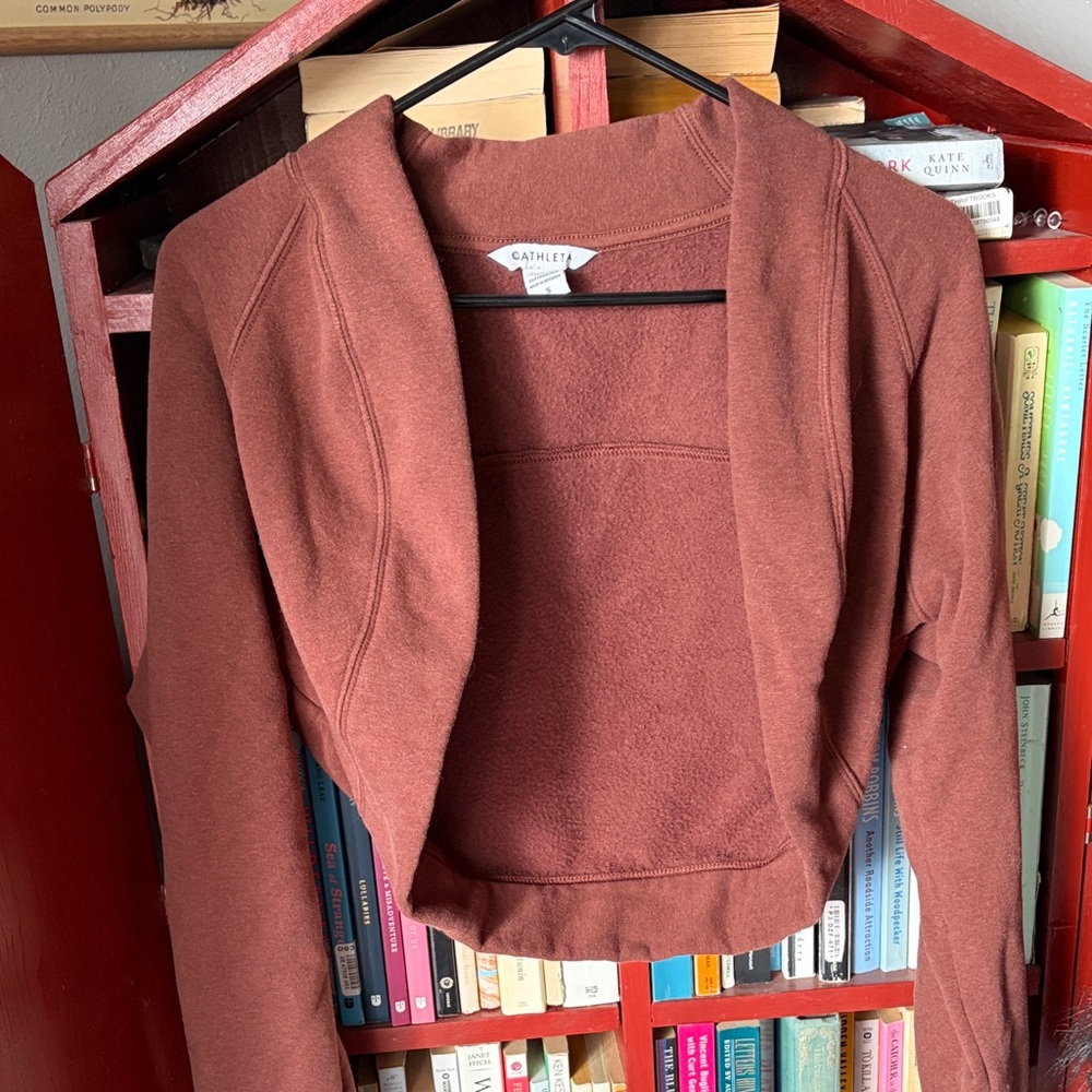 Athleta Rust Open-Front Draped Cardigan